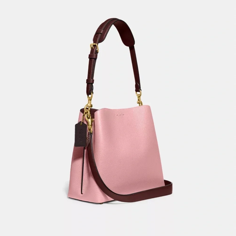 🔥🔥🔥Coach Willow Bucket Bag Pink Leather Crossbody Bag - Picture 3 of 13